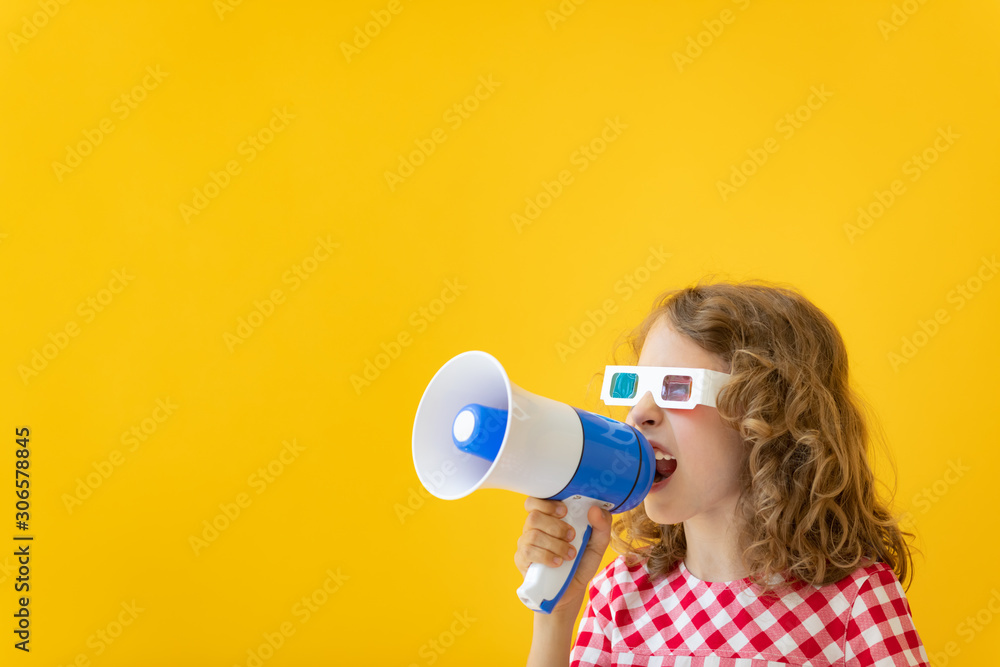 Happy child wearing 3d glasses