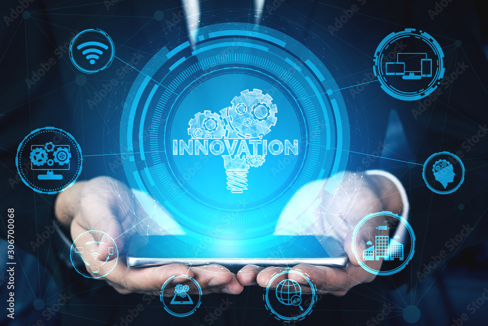 Innovation Technology for Business Finance Concept. Modern graphic interface showing symbol of innov