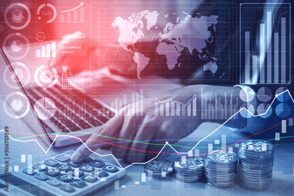 Data Analysis for Business and Finance Concept. Graphic interface showing future computer technology