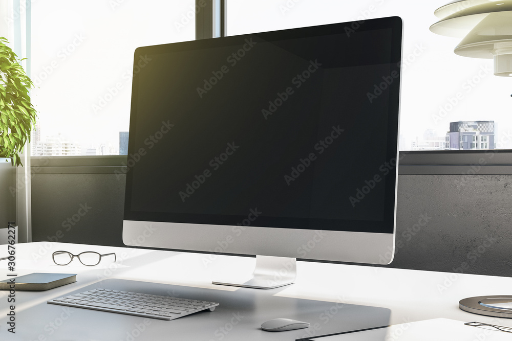 Designer desktop with empty screen