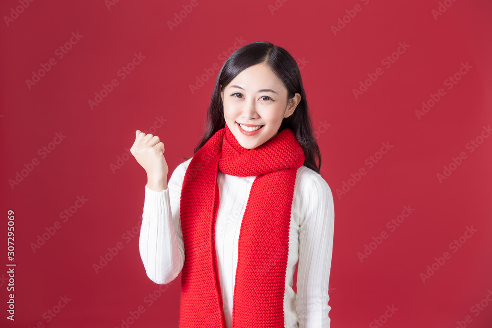 asian woman wear winter clothes