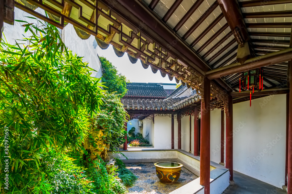 The ancient buildings and houses on Pingjiang road in Suzhou..