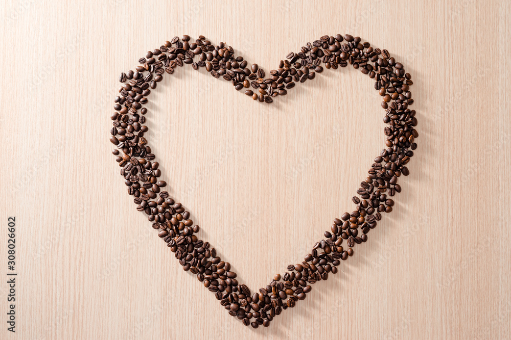 Heart shape with coffee beans