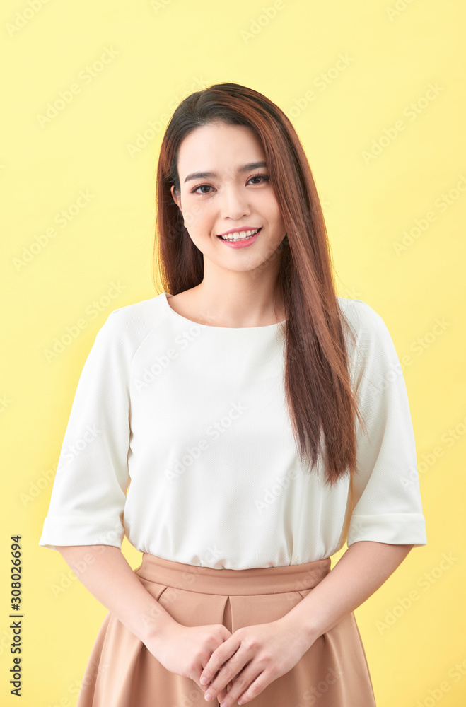 Portrait of beautiful young asian woman happiness standing