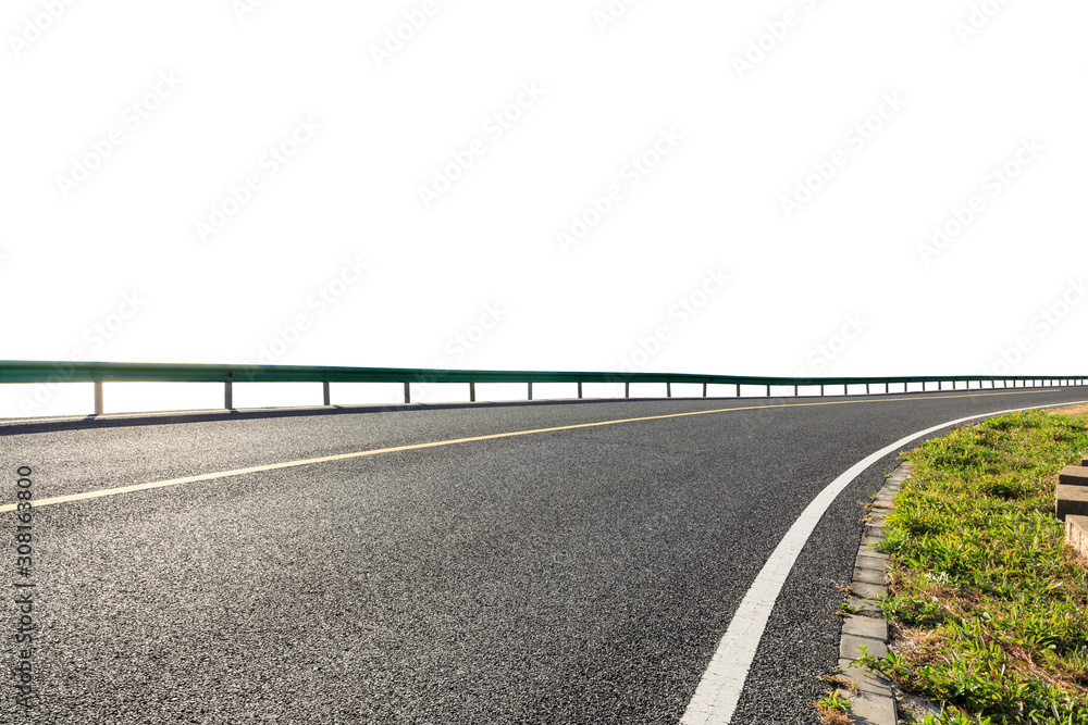 空旷的柏油路公路地面和白色背景。