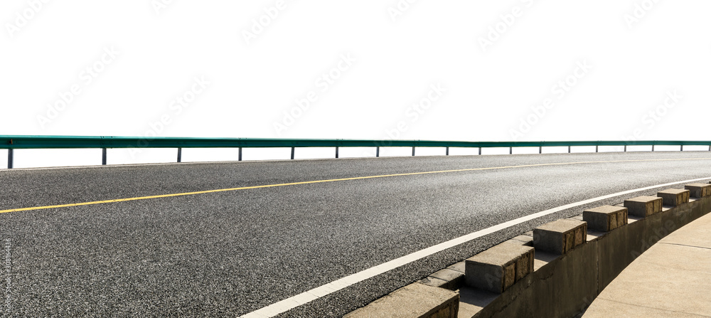 Empty asphalt road highway ground and white background,panoramic view.