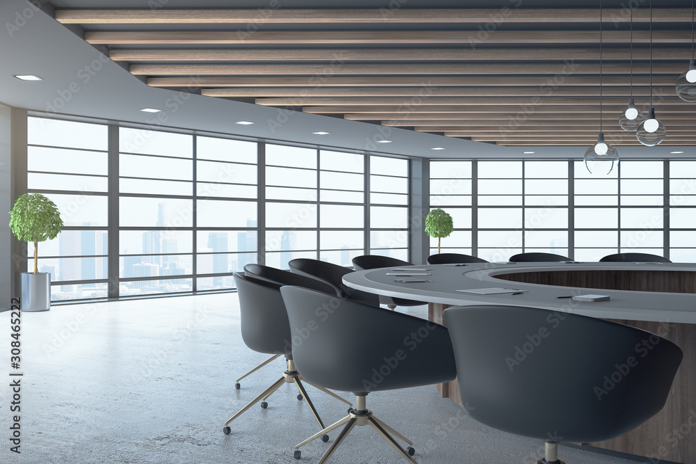 Black conference room interior