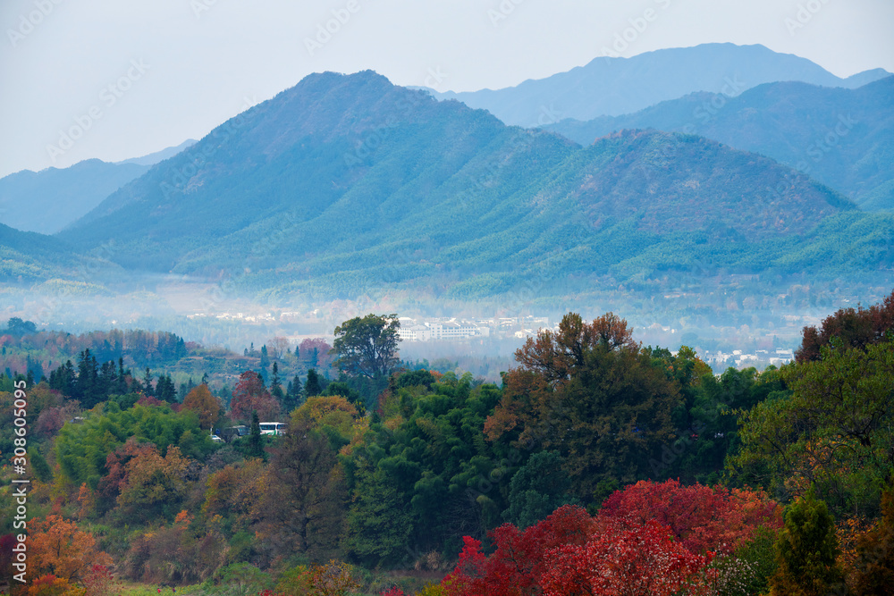 The autumn scenic of Tachuan in Huangshan city, China.