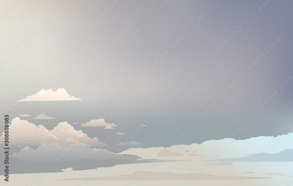 Gray sky. Stormy and cloudy. Vector illustration