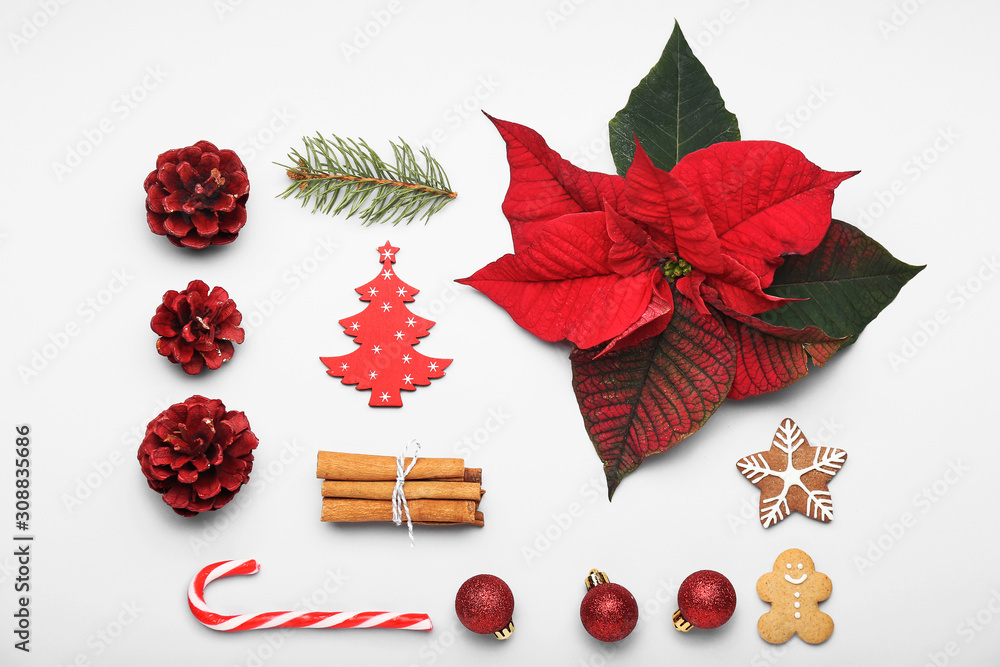 Beautiful Christmas composition on white background