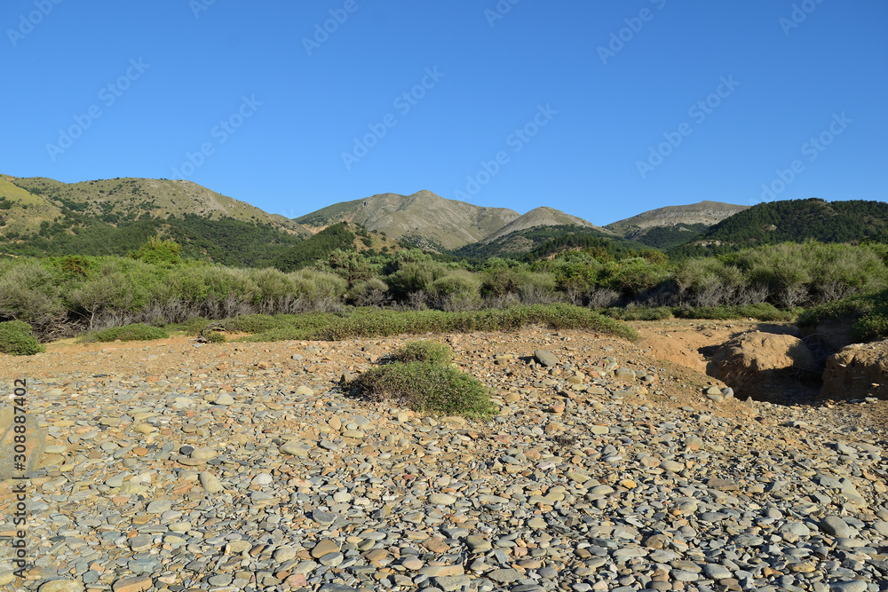 Marmaros海滩的海景-土耳其爱琴岛Gokceada（Imbros）