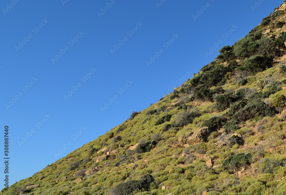 Landscape blue-green from Marmaros beach - turkish aegean island Gokceada (Imbros)