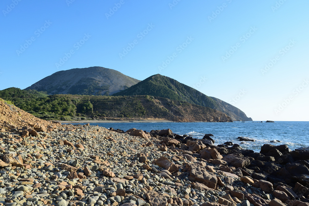 Marmaros海滩的海景-土耳其爱琴岛Gokceada（Imbros）