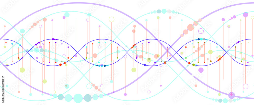 在白色背景上描绘DNA分子结构的矢量插图。