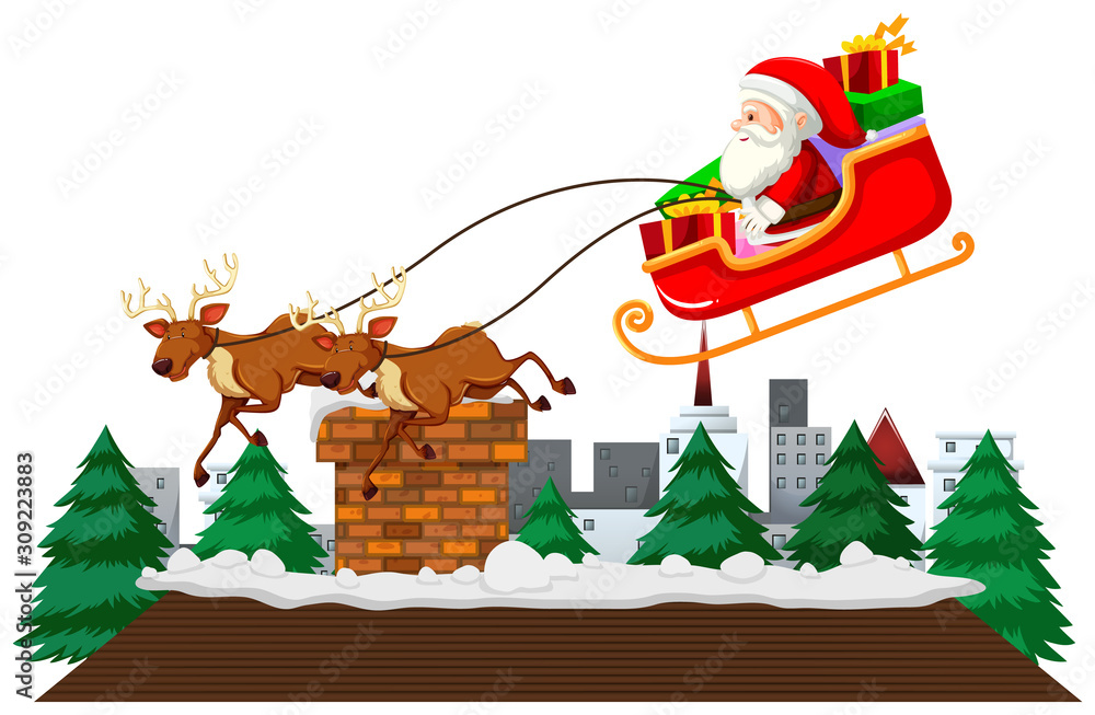 Christmas theme with Santa on sleigh