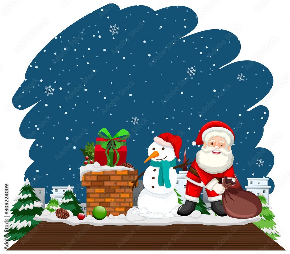 Christmas theme with Santa and snowman