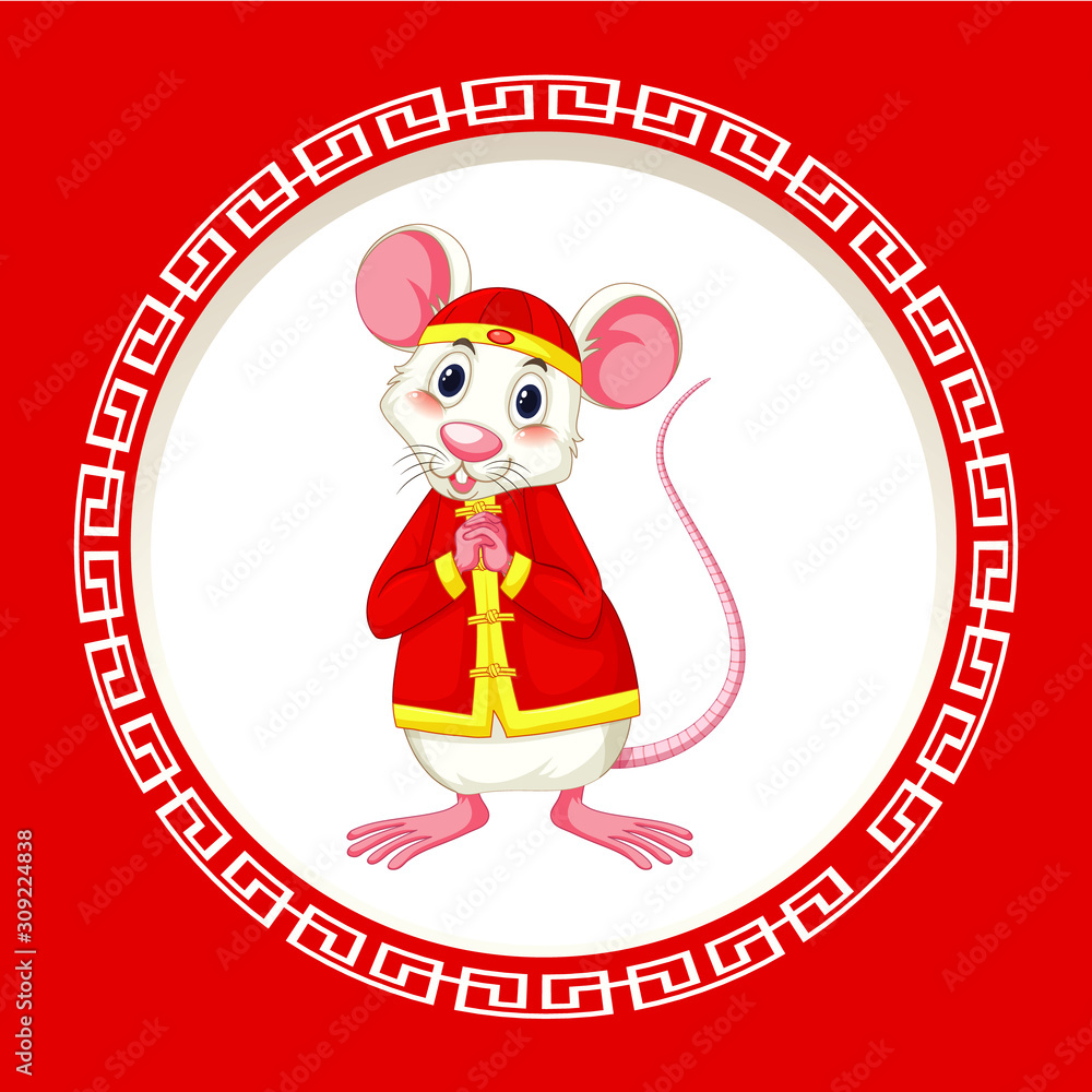 Happy new year background design with rat