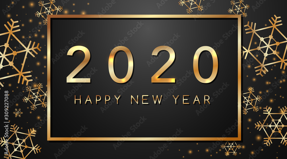 Happy new year background design with snowflakes