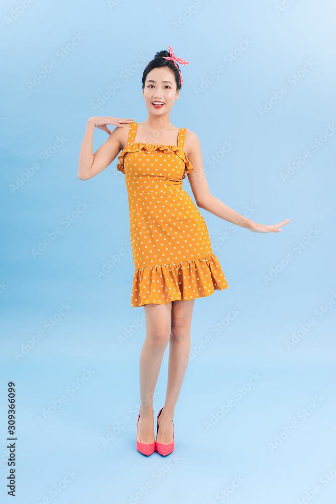 girl on a blue background