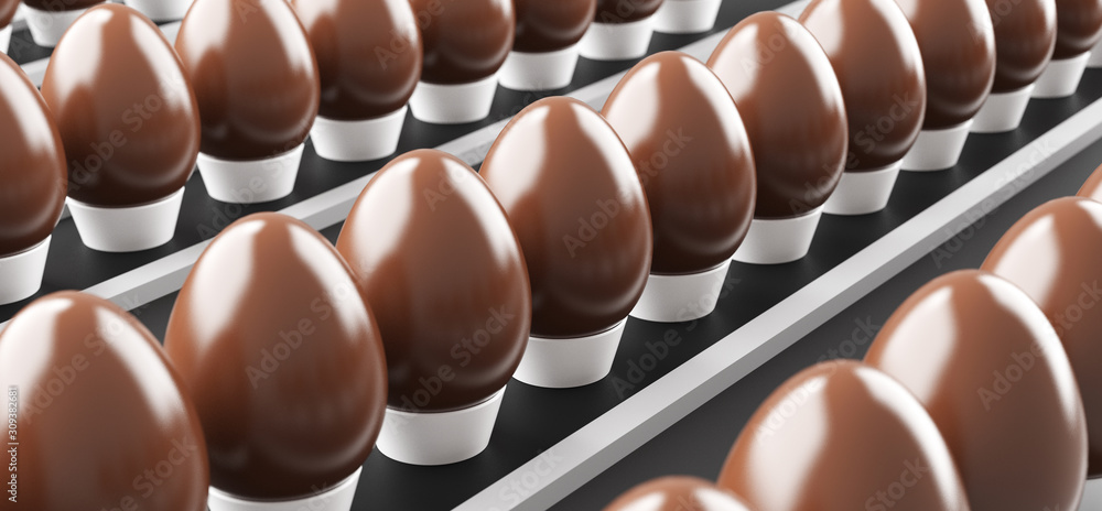 Chocolate easter eggs and gifts, 3d rendering