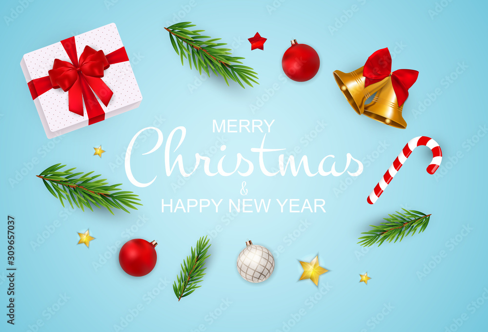 Merry Christmas and New Year Background. Vector Illustration