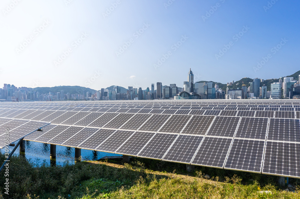 solar with city skyline