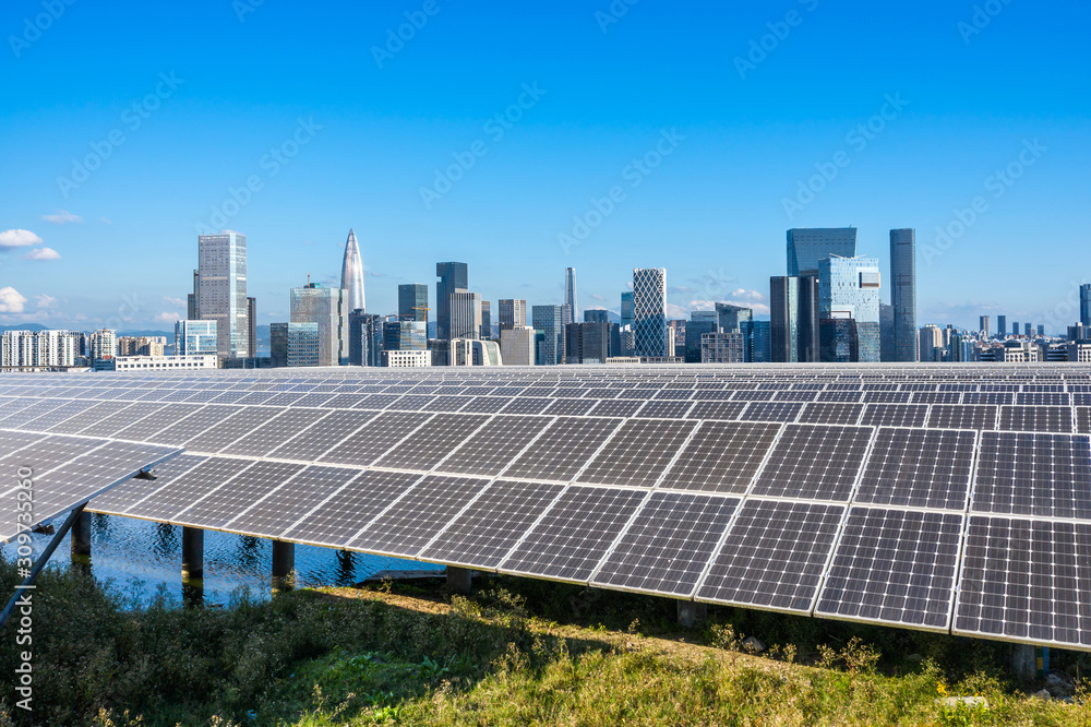 solar with city skyline