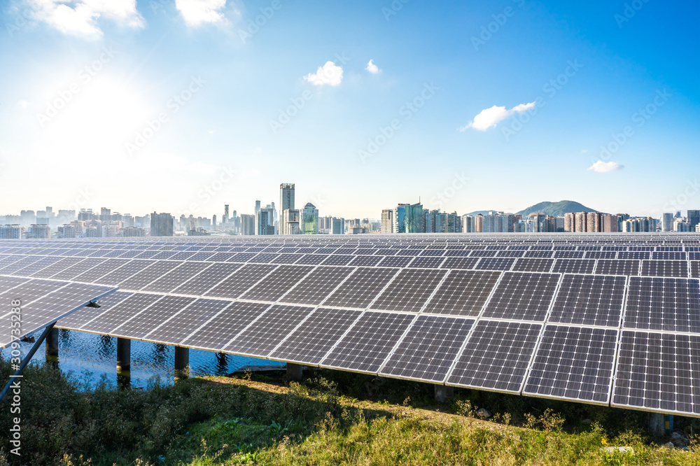 solar with city skyline