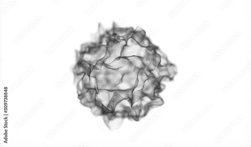 Particles moving on white background, 3d rendering.