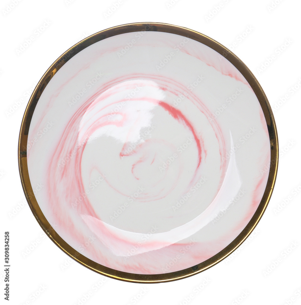 Empty ceramic plate on white background