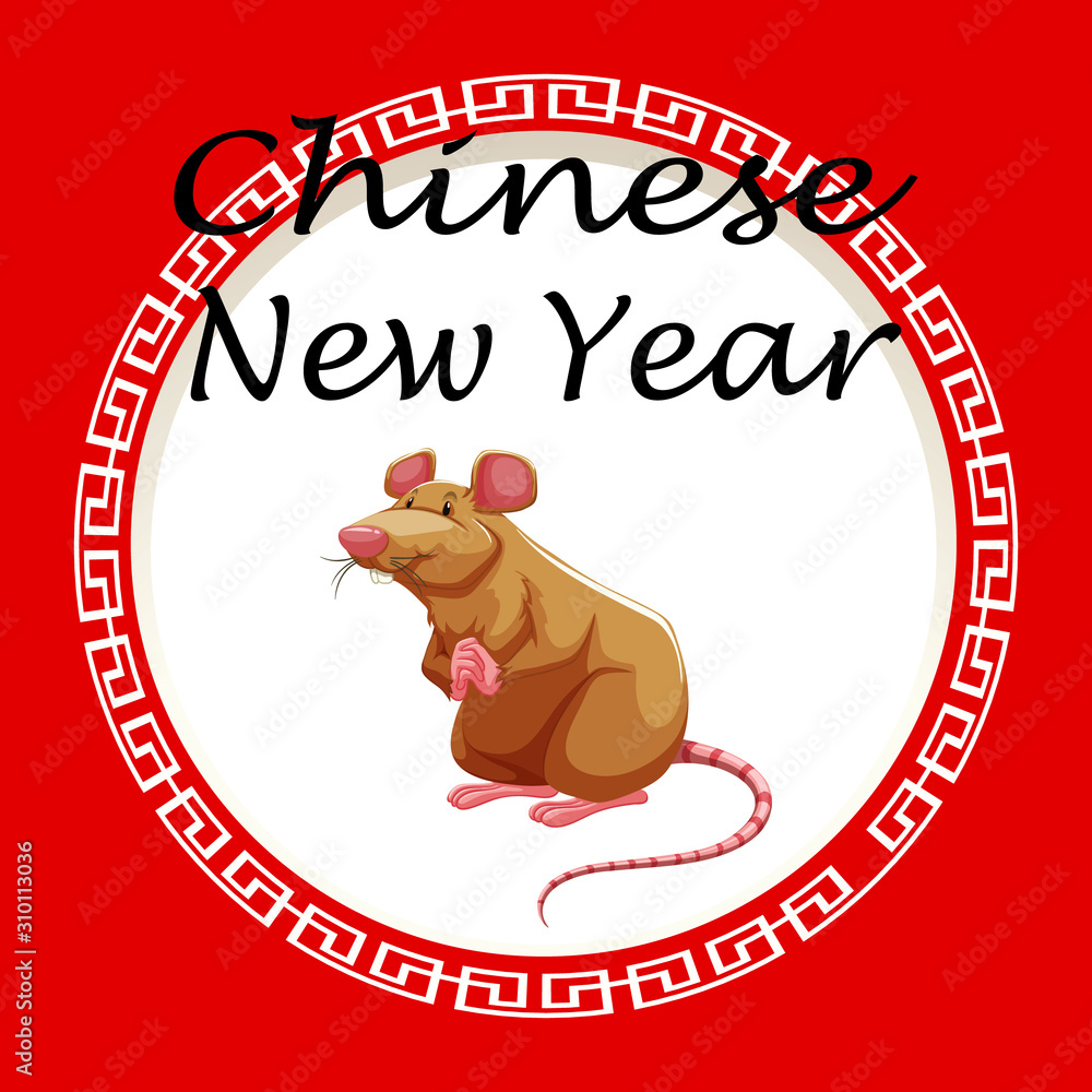 Happy new year background design with rat