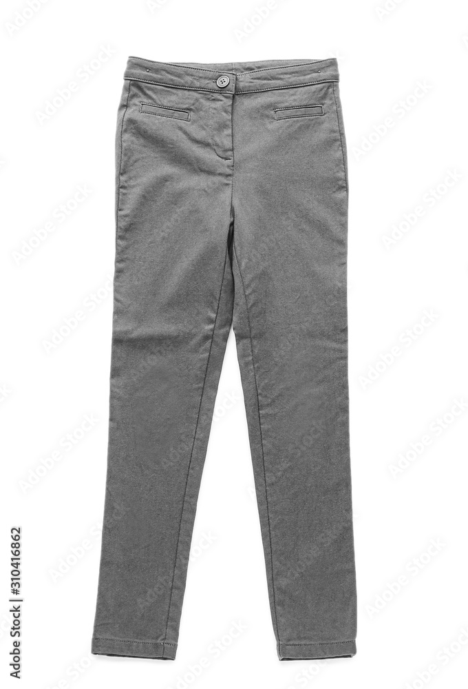 Stylish pants on white background