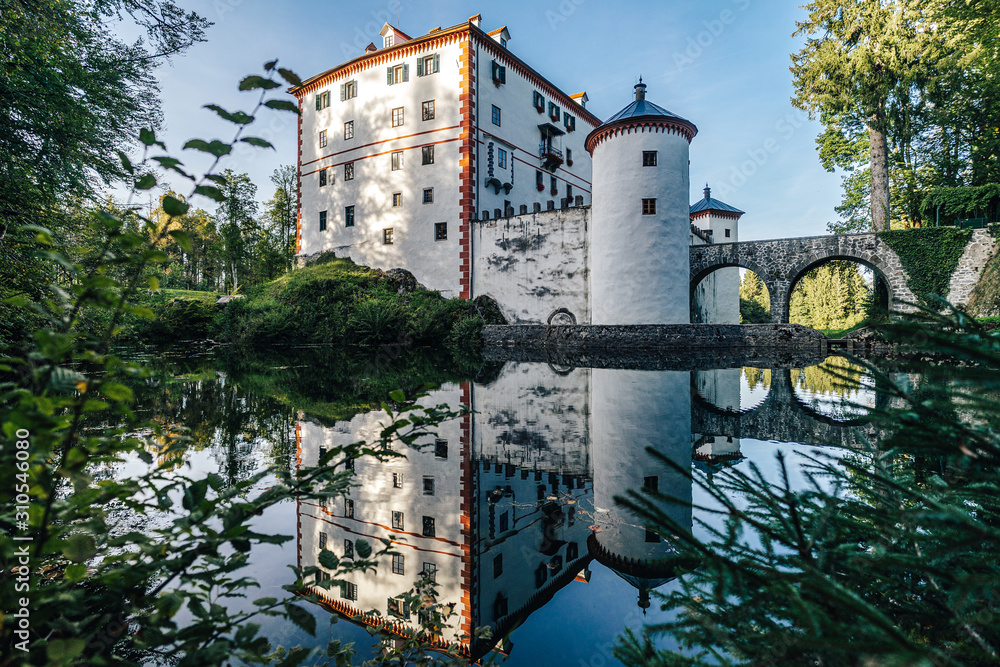 Famous 13th century Sneznik Castle (Grad Snežnik, Schloß Schneeberg), Slovenia. State castle Sneznik