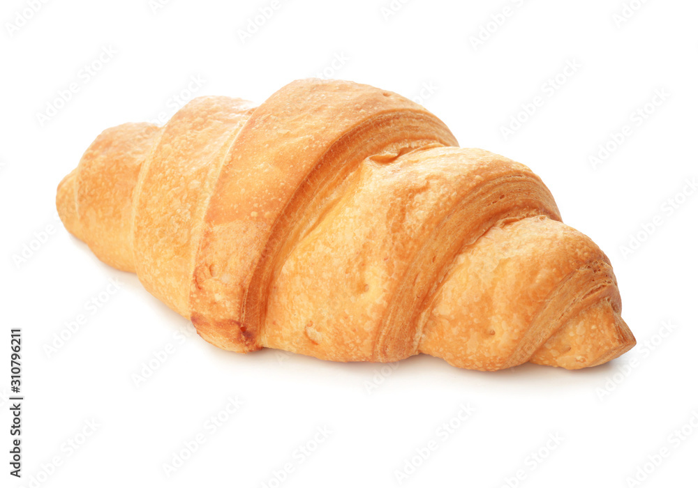 Tasty croissant on white background