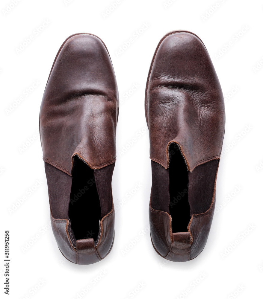 Stylish shoes on white background