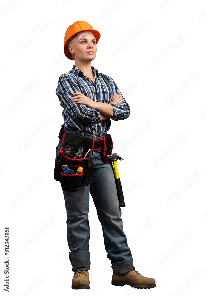 Attractive female engineer in hardhat