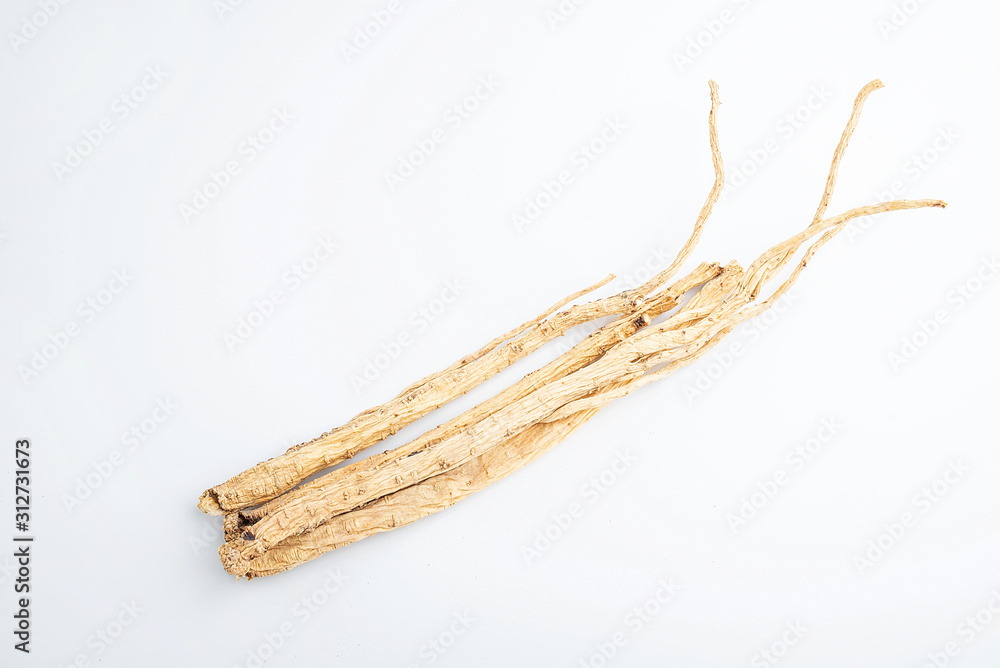 Codonopsis medicinal herbs on white background