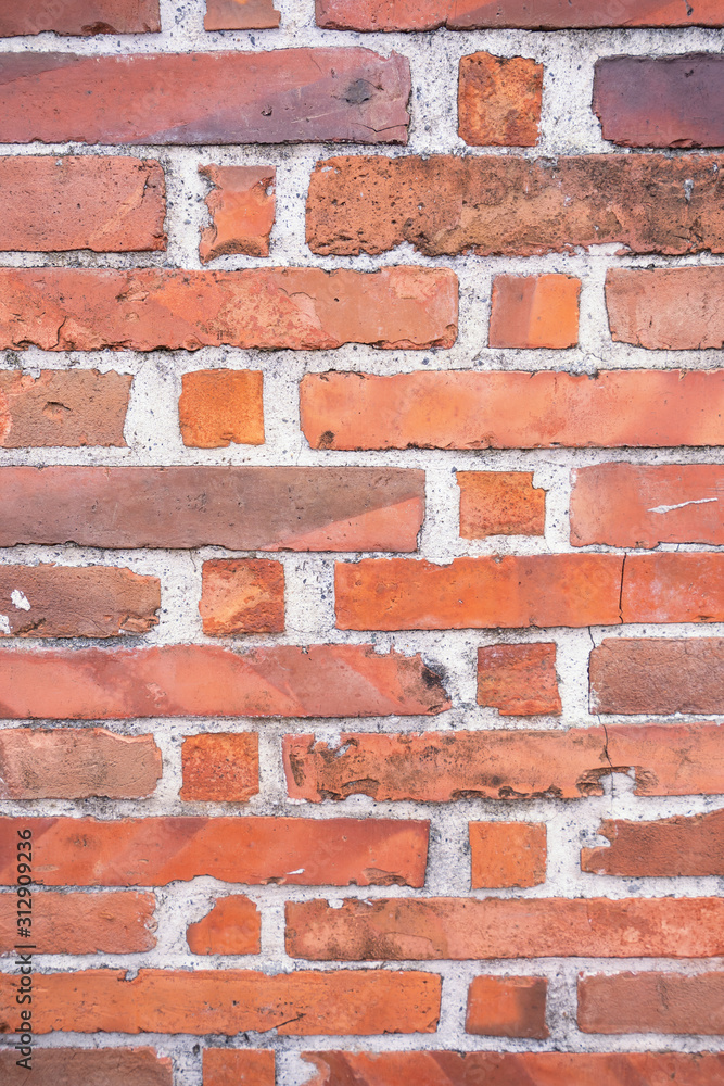 Design element of real red antique retro brick tone, pattern wall background of chinese house at str