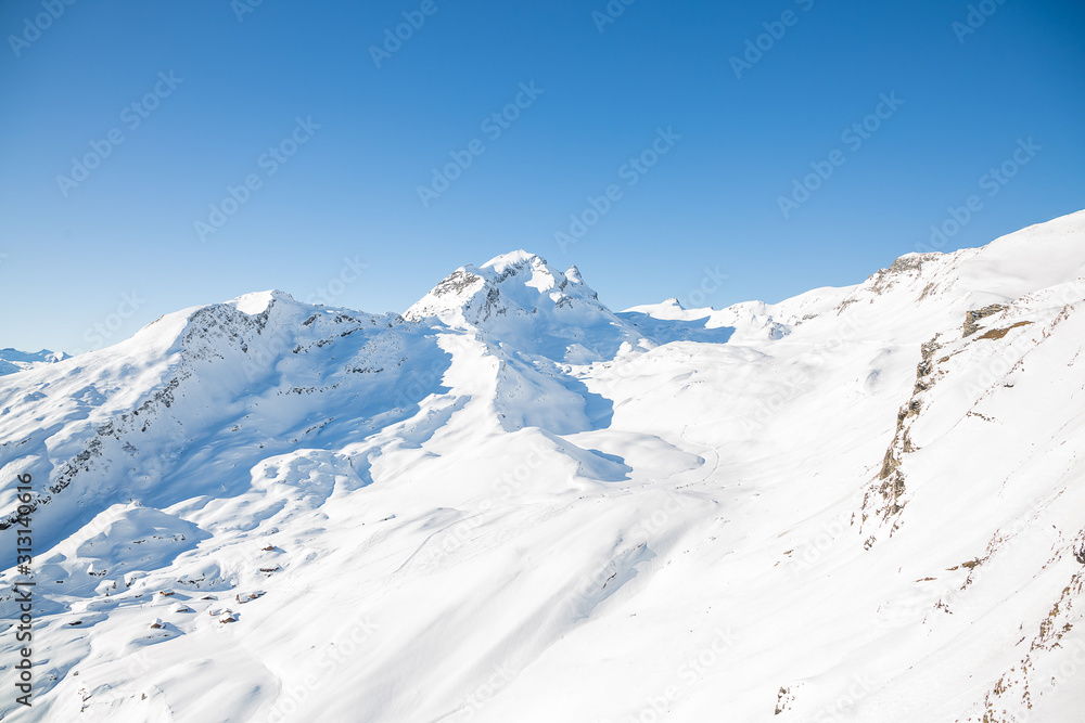 Natural scenery, snow on the high mountains in the cold winter of GRINDELWALD-FIRST TOP OF ADVENTURE