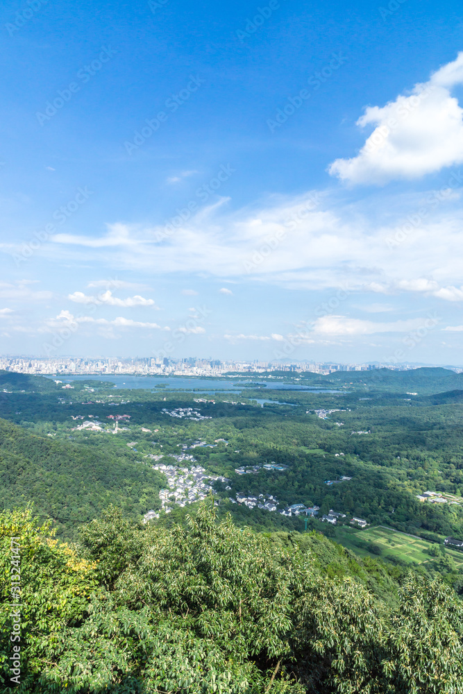 中国杭州全景城市天际线