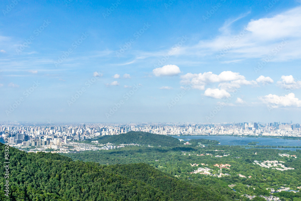 中国杭州全景城市天际线