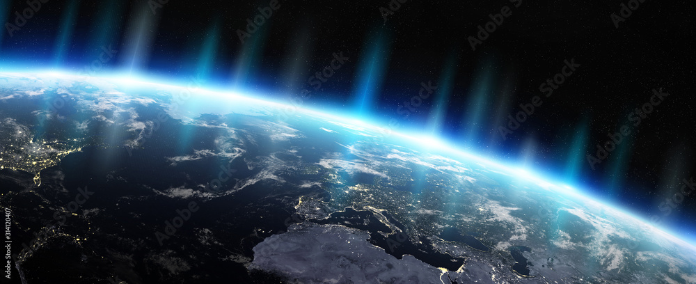 View of blue planet Earth in space 3D rendering elements of this image furnished by NASA