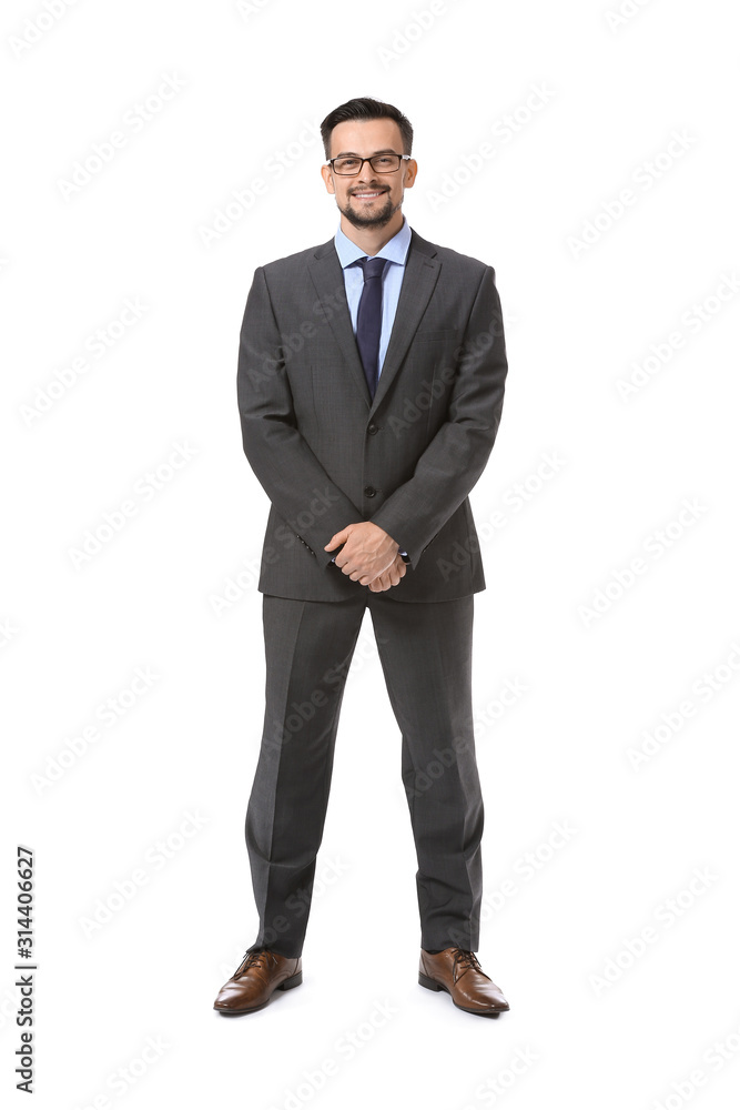 Portrait of handsome businessman on white background