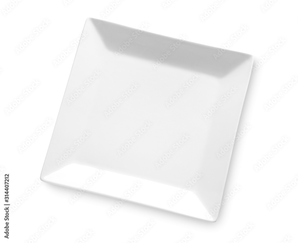 Empty ceramic plate on white background