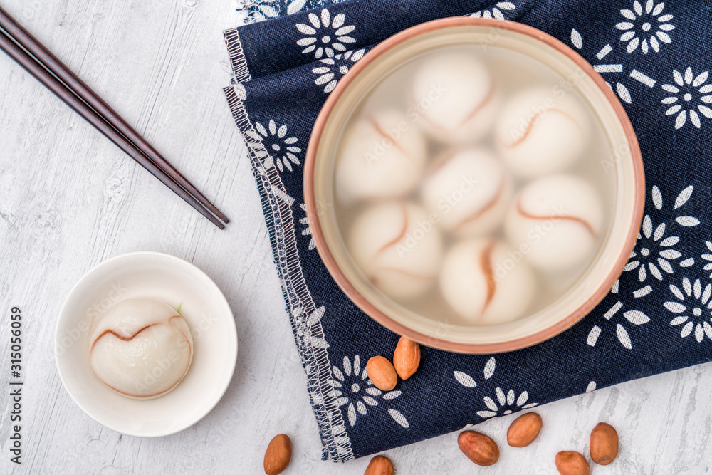 Chinese Lantern Festival traditional cuisine peanut dumplings on the table