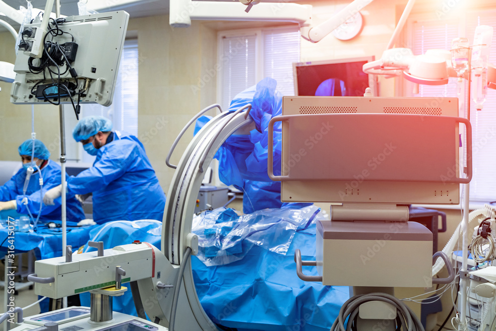 Close-up of a high tech surgery robot used for training in minimally invasive surgery.