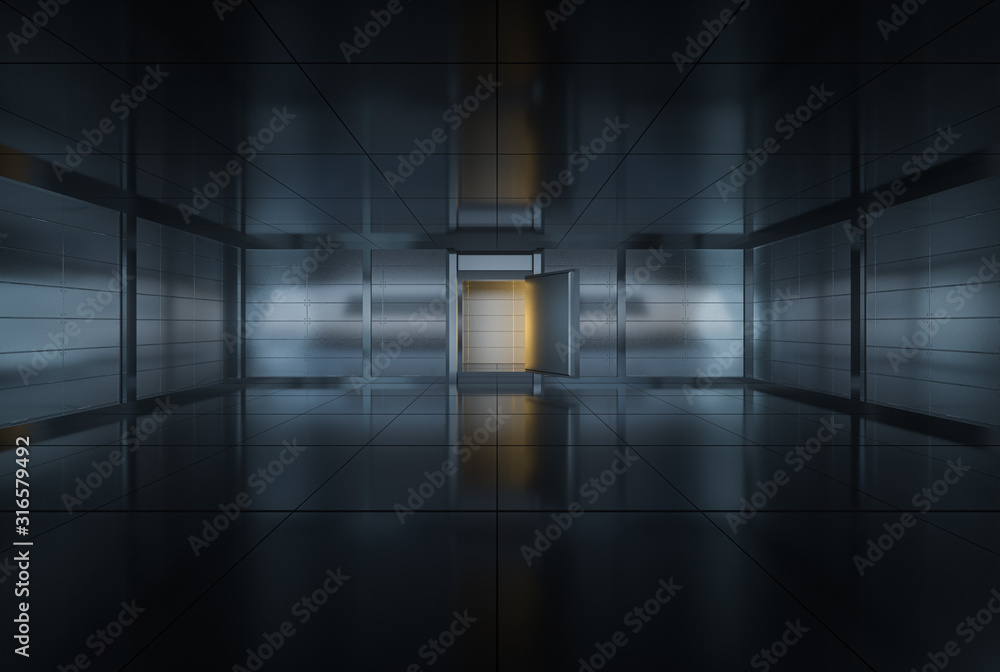 Safety gate and coded lock,abstract conception,3d rendering.