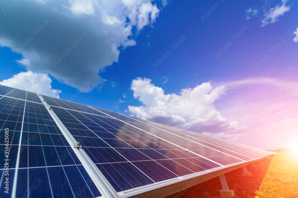 Solar power panel. Green energy. Electricity. Power energy pannels. Solar batteries production.