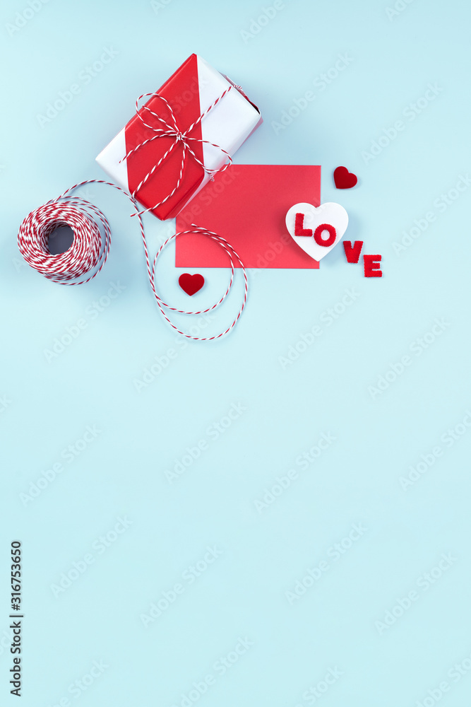 Valentines Day, Mothers day art design concept for promotion - Red, white wrapped gift box isolate