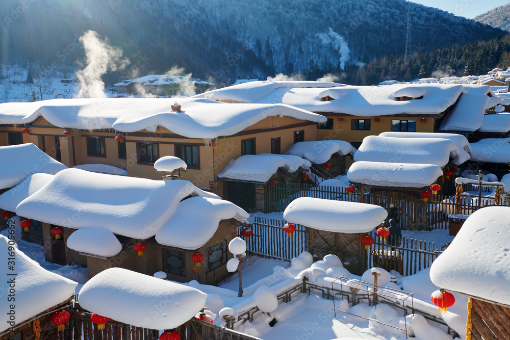 中国雪乡美丽的雪景。